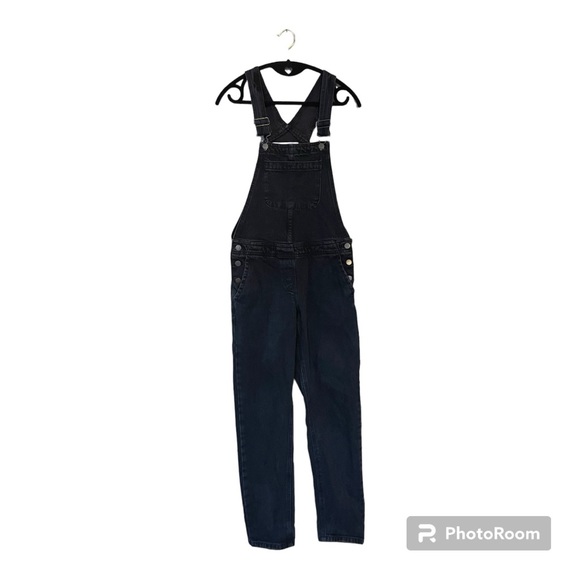 ASOS Black Washed Factory Faded Quality Denim Overalls Size US 0 Size UK 4 - Picture 1 of 5